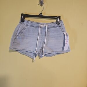 NWT Vanilla Star Junior Size XXS Ultra Cozy Denim Jean Shorts Drawstring Waist